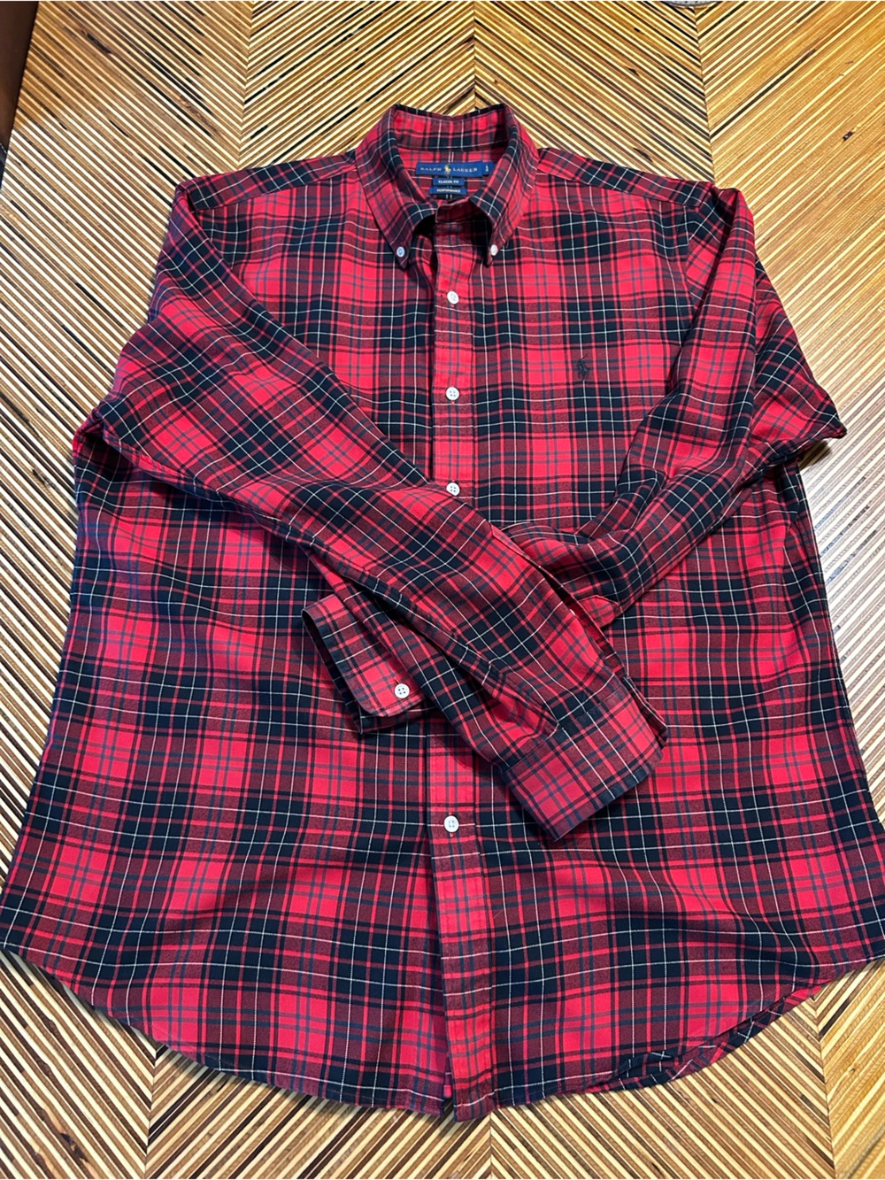 Ralph Lauren Red and Black Tartan Plaid Hallmark Holiday Button-Down Flannel